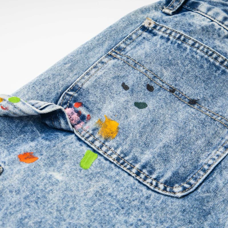 Graffiti Splash Paint Washed Denim Pants