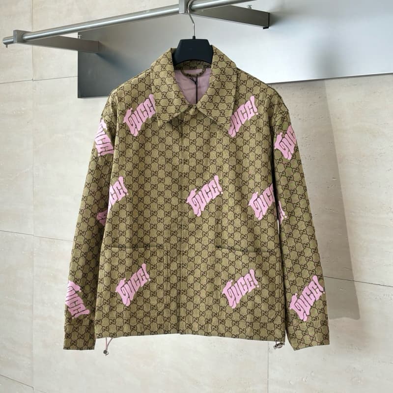 Khaki and Pink Patchwork Embroidered Jacket