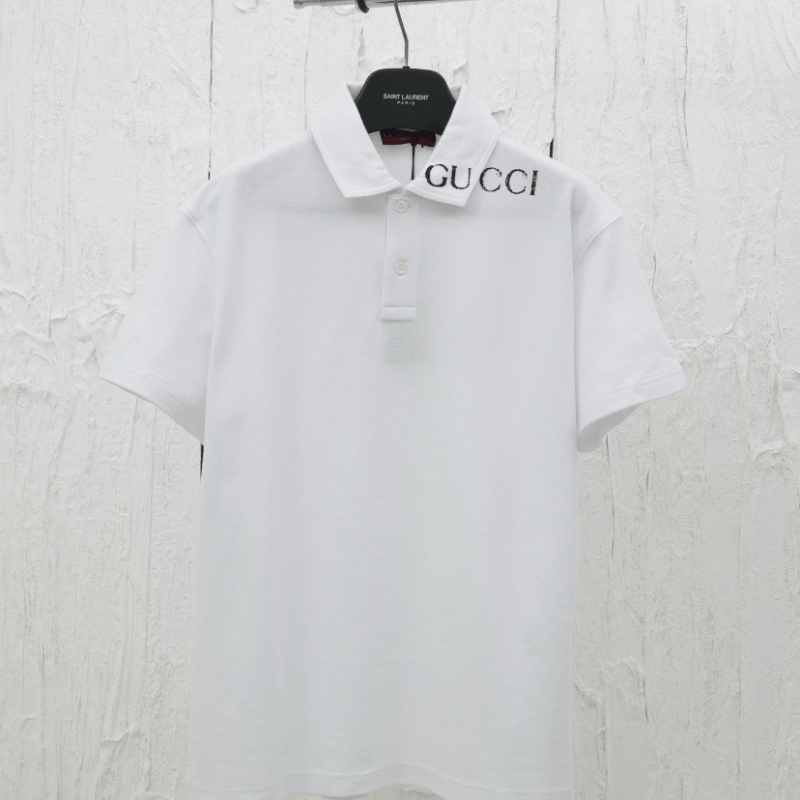 Chic Overlapping Print Polo Shirt