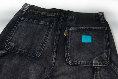Black Graffiti Splash Paint Washed Denim Pants