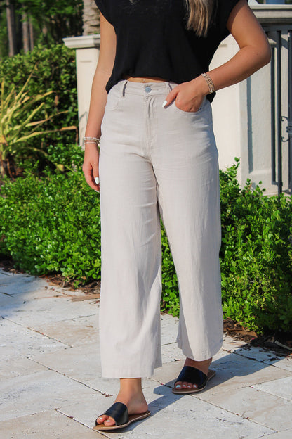 Dear John: Audrey Wide Leg Pants - Stone