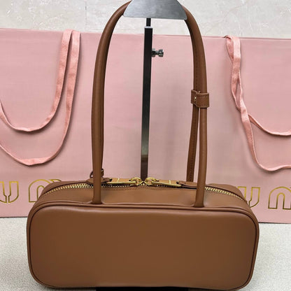Casual & Edgy Leather Letter Bowling Bag