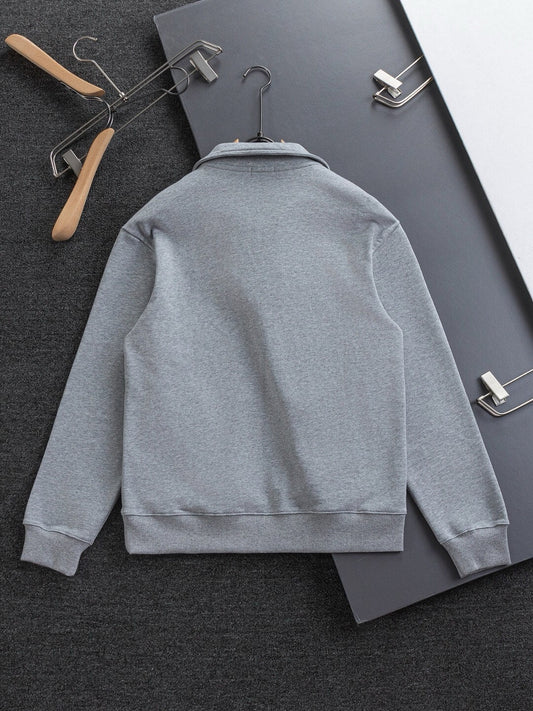 Zipper Letter Embroidery Sweatshirt