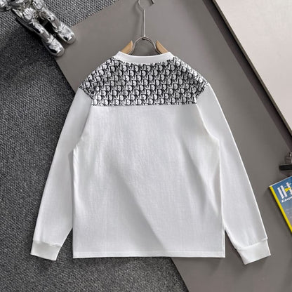 Embroidered Patterned Collar & Emblem Black Sweatshirt