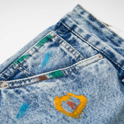 Graffiti Splash Paint Washed Denim Pants