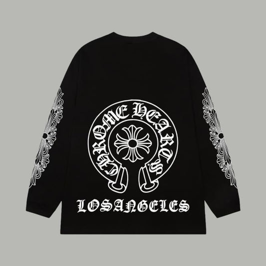 Classic Sanskrit Print Cotton Long Sleeve Shirt
