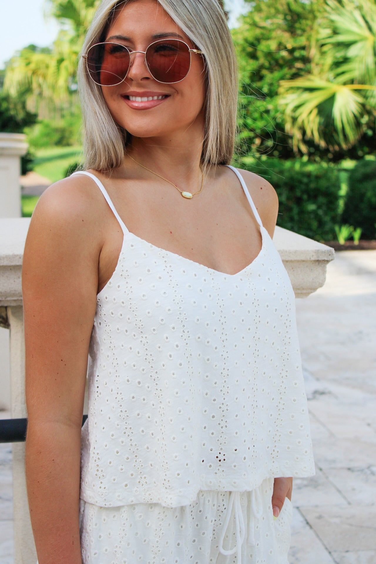 Z Supply:  Sylvie Knit Eyelet Tank - White