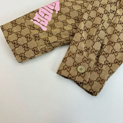 Khaki and Pink Patchwork Embroidered Jacket