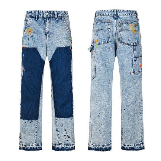 Graffiti Splash Paint Washed Denim Pants