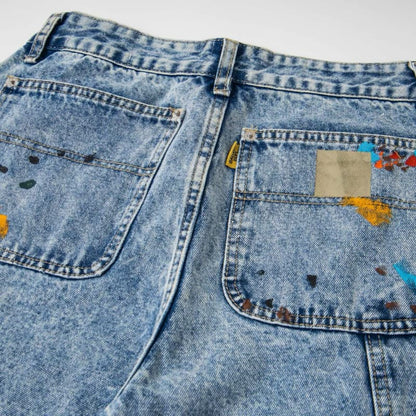 Graffiti Splash Paint Washed Denim Pants
