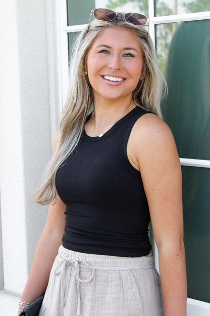 All Worth It Ribbed Crop Top - Black