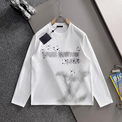 Embroidered Letter & Ink-Spray Graphic Sweatshirt