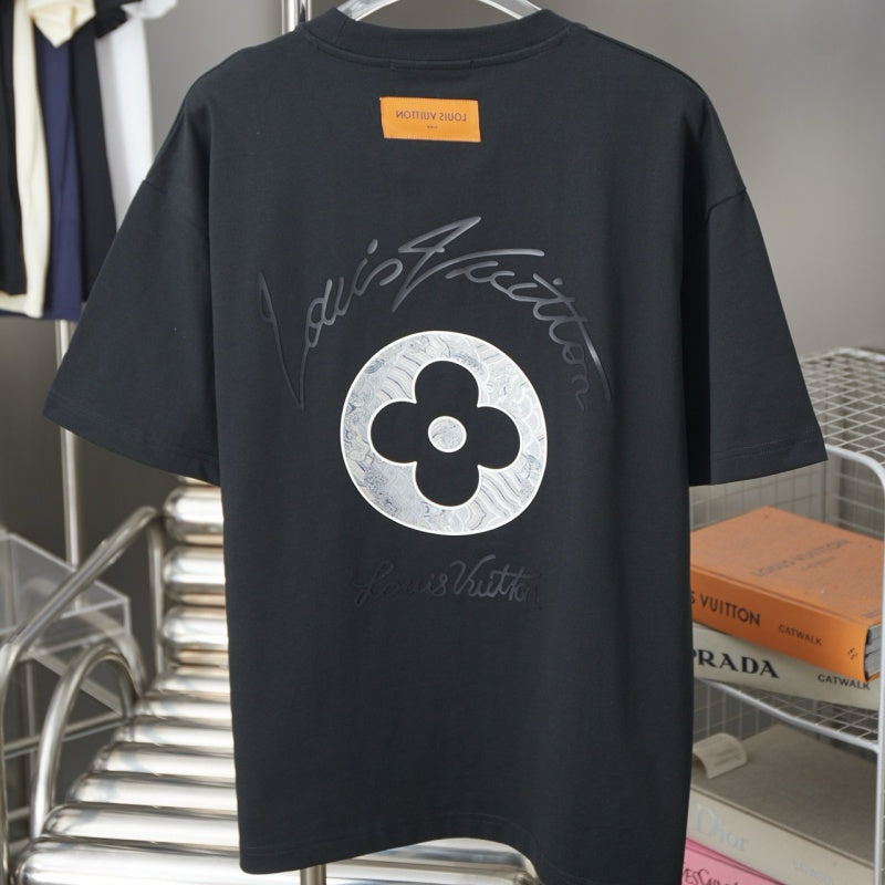 Letter Canvas Patch Monogram Flower T-Shirt