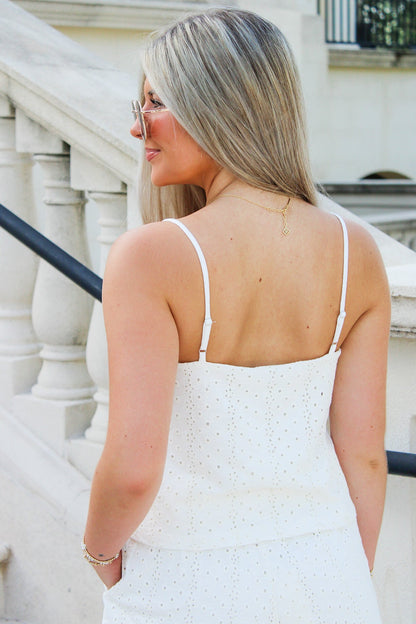 Z Supply:  Sylvie Knit Eyelet Tank - White