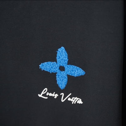 Flower motif Letter Chenille T-Shirt