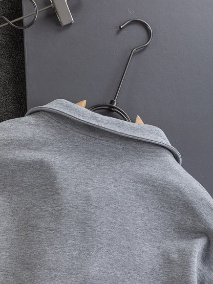 Zipper Letter Embroidery Sweatshirt