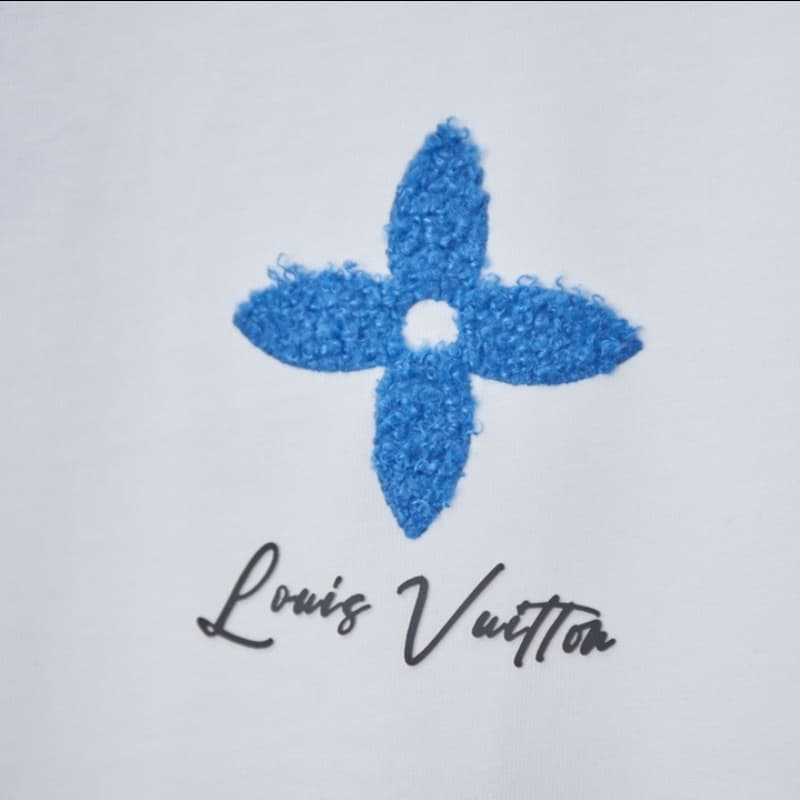 Flower motif Letter Chenille T-Shirt