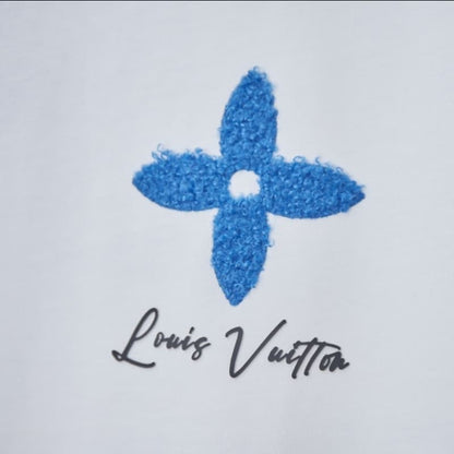 Flower motif Letter Chenille T-Shirt