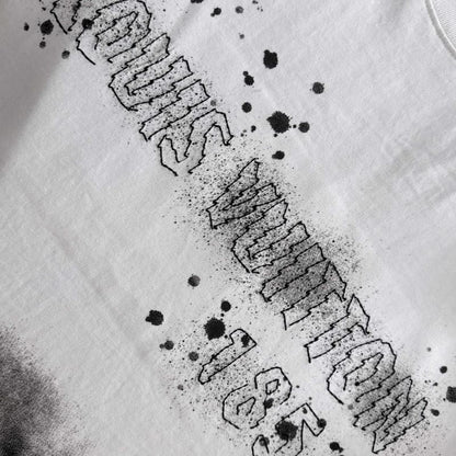 Embroidered Letter & Ink-Spray Graphic Sweatshirt
