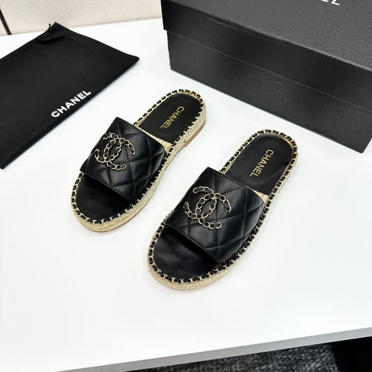 Runway Edition Leather-Patch Woven Sandals