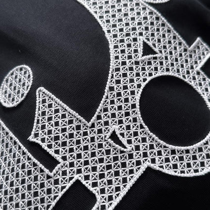 Embroidered Patterned Collar & Emblem Black Sweatshirt