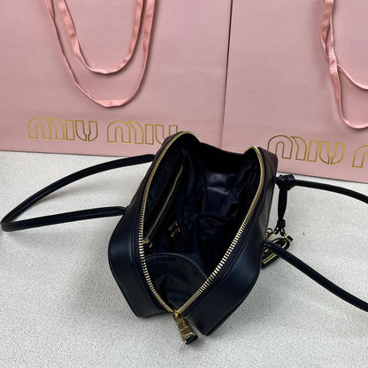 Casual & Edgy Leather Letter Bowling Bag
