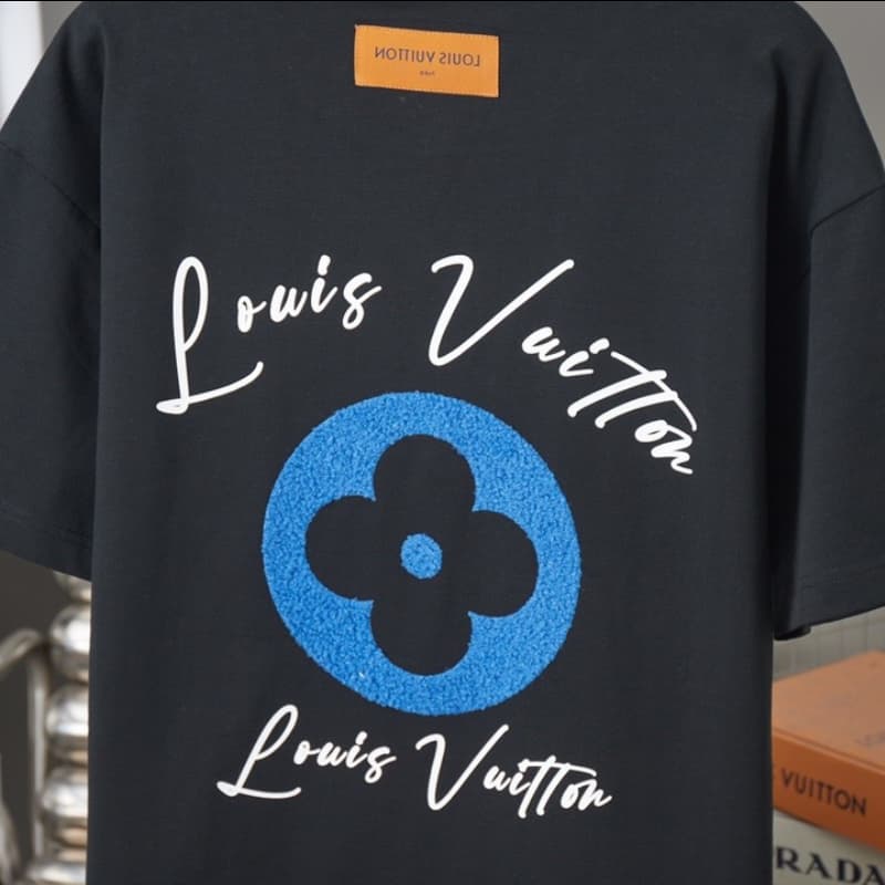 Flower motif Letter Chenille T-Shirt