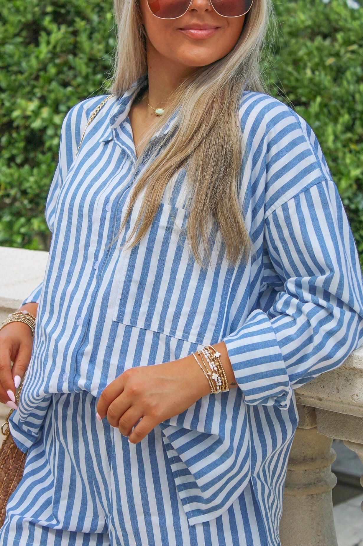 Boating Trips Oversized Top - Blue/White