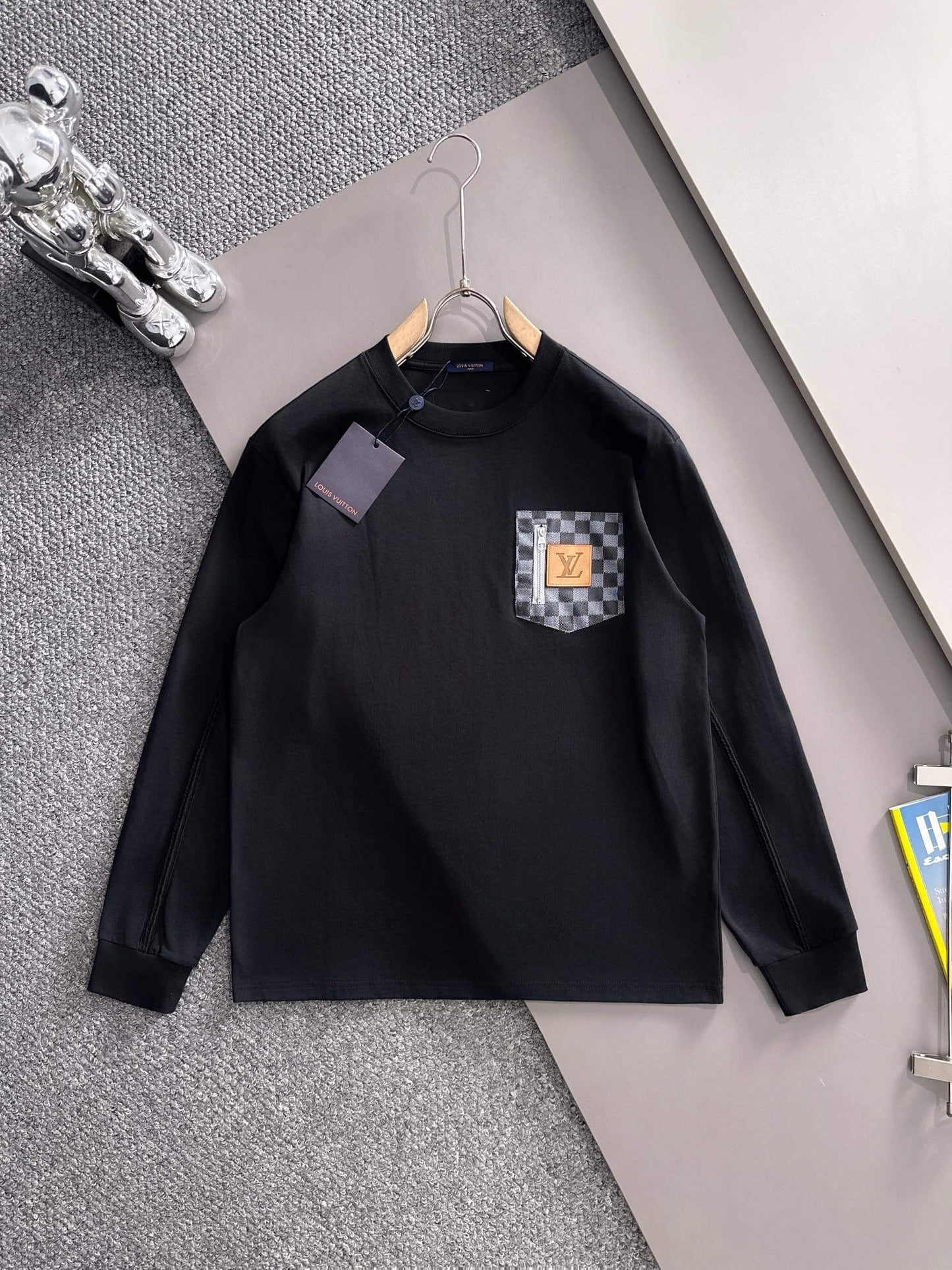Plaid Pocket Zipper Sweatshirt