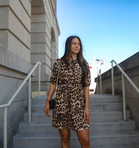 Brown Leopard Satin Dress