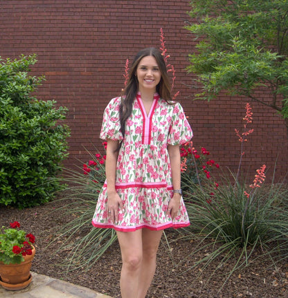 Bubble Sleeve Tiered Mini Dress
