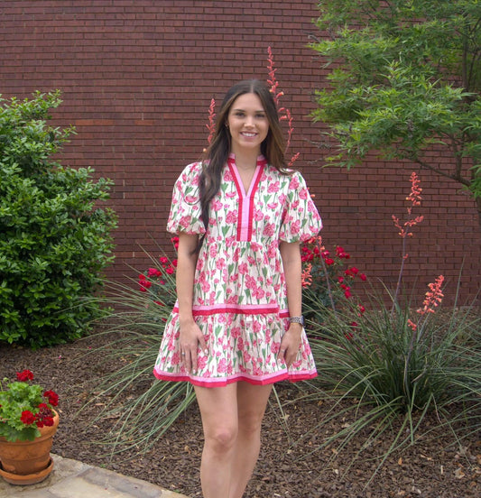Bubble Sleeve Tiered Mini Dress