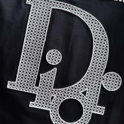 Embroidered Patterned Collar & Emblem Black Sweatshirt