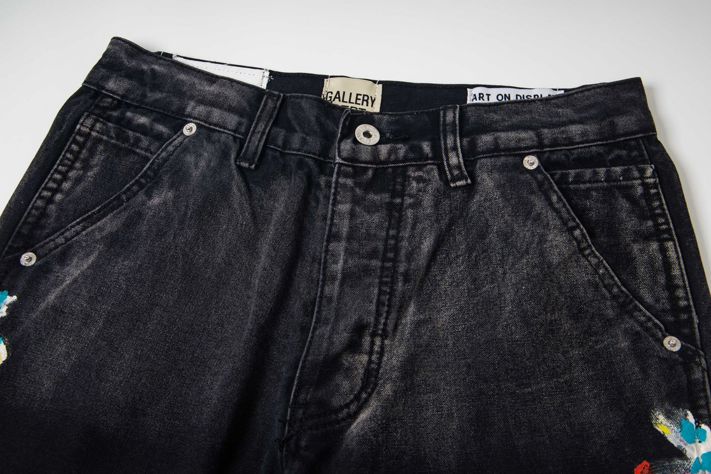 Black Graffiti Splash Paint Washed Denim Pants