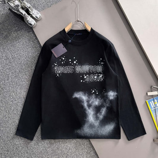 Embroidered Letter & Ink-Spray Graphic Sweatshirt
