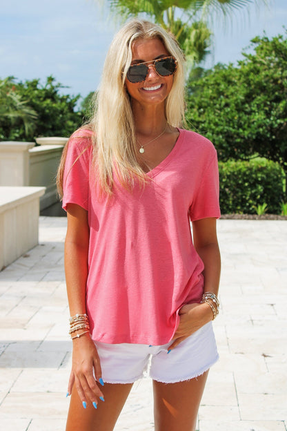 Days Like This V-Neck Tee - Guava Punch