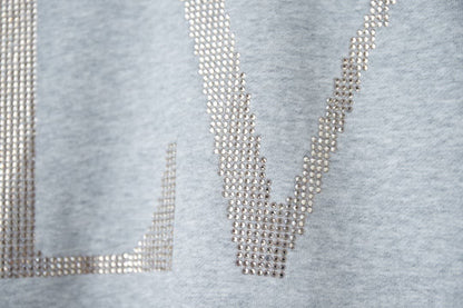Classic Gold Letter Rhinestone Hoodie