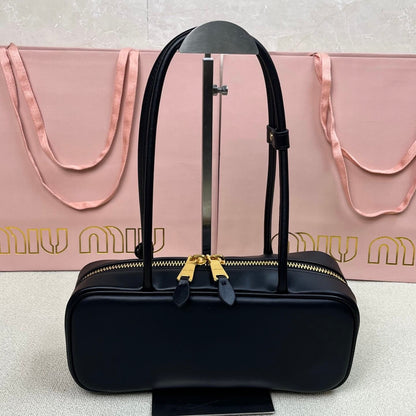 Casual & Edgy Leather Letter Bowling Bag