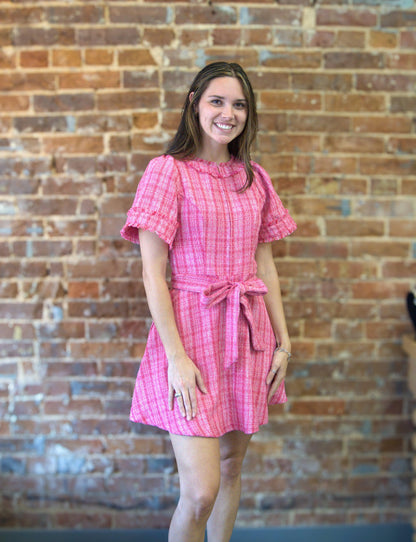 Checker Boucle Mini Dress