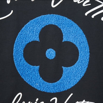 Flower motif Letter Chenille T-Shirt