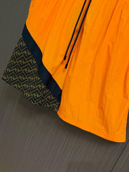 Orange Patchwork Swim Trunks