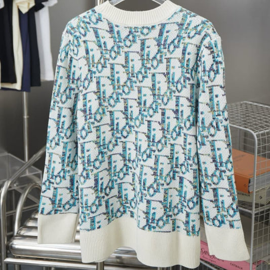 All-Over Jacquard Crewneck Sweater