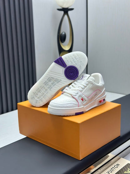 Pure White Pink-Striped Sneaker