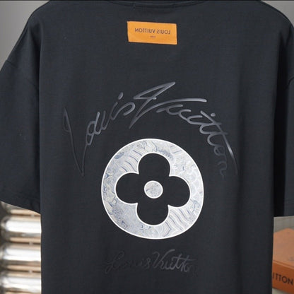 Letter Canvas Patch Monogram Flower T-Shirt