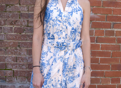 Eyelet Halter Midi Dress