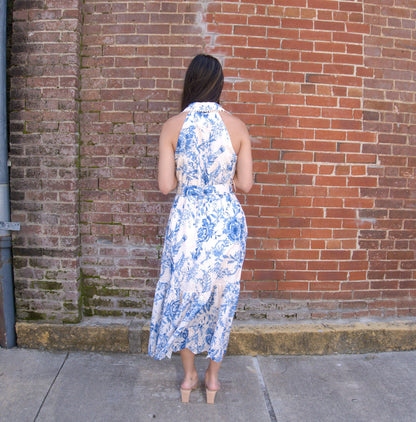 Eyelet Halter Midi Dress