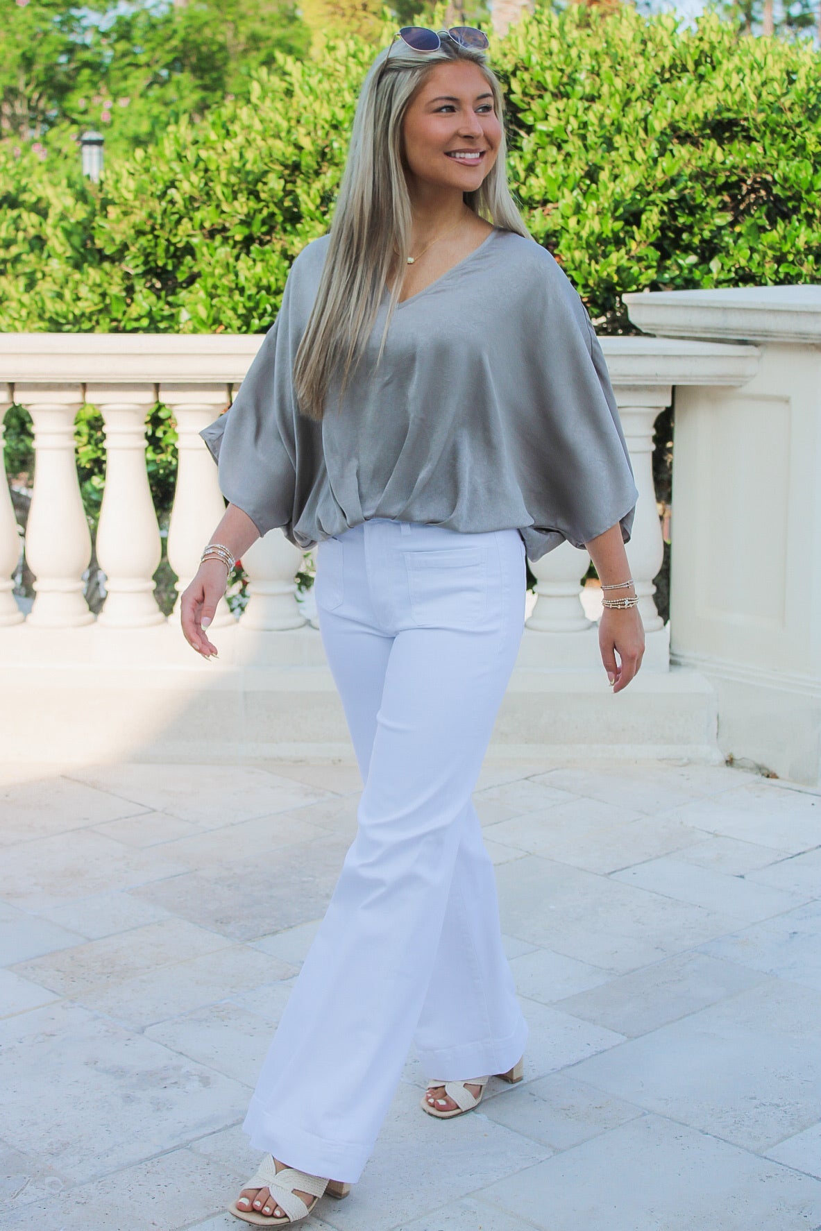 A New Direction V-Neck Top - Moss