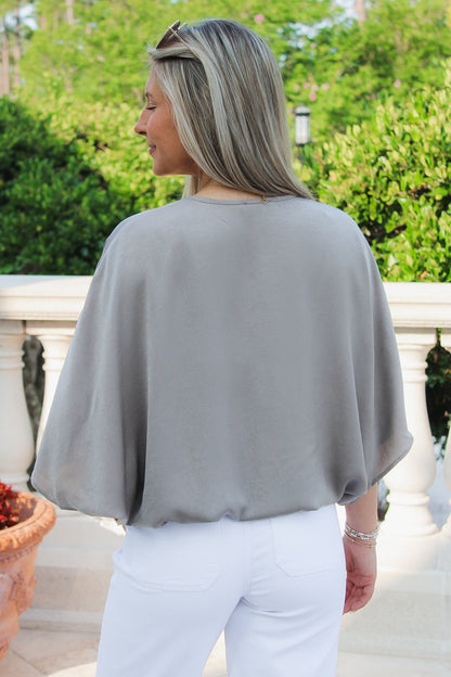 A New Direction V-Neck Top - Moss