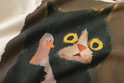 Cat Hugging Duck Print Sweatshirt
