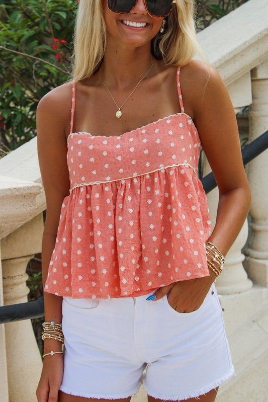 Beach Brunch  Babydoll Floral Top - Coral